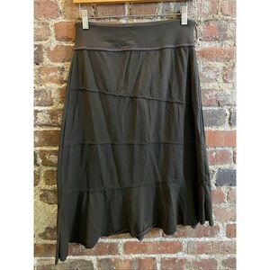 ATHLETA • Brown Stretchy Knee-length Skirt Hidden Zipper Pocket • Ladie’s Size S